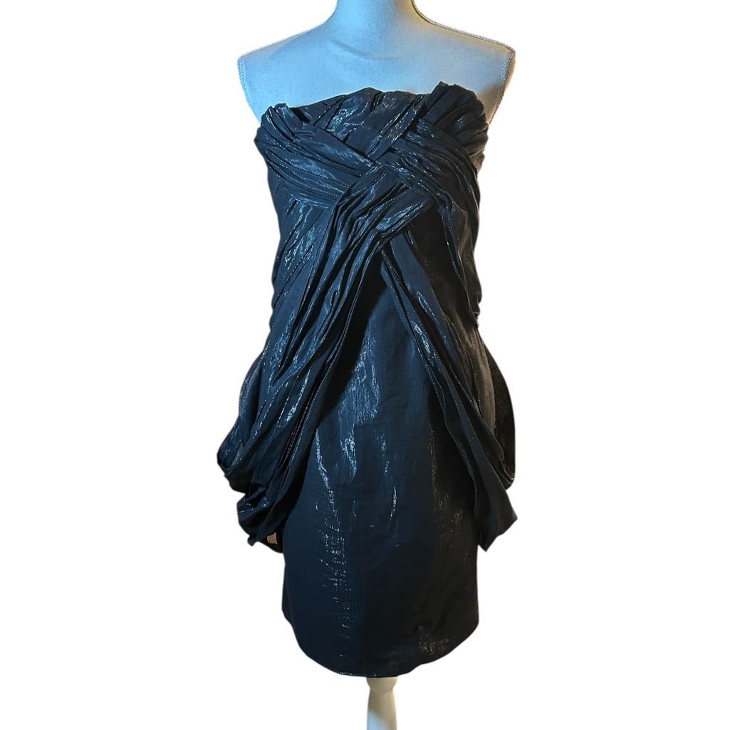 Nuj Novakhett Strapless Black Cocktail Dress